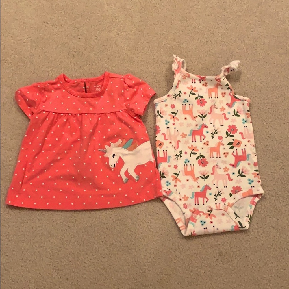 Unicorn top and matching onesie
